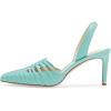 imageFSJ Women Fashion Low Kitten Heels Pumps Pointed Toe Slingback Sandals Comfy Wedding Party Sexy Dress Shoes Size 415 USTurquoise