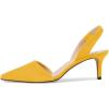 imageFSJ Women Fashion Low Kitten Heels Pumps Pointed Toe Slingback Sandals Comfy Wedding Party Sexy Dress Shoes Size 415 USYellow