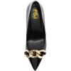 imageFSJ Women Fashion Pointed Toe Stilleto Heels Dress Pumps Metal Chain Slip On Wide Width High Heel Pumps Evening Party Shoes Size 415 USBlack