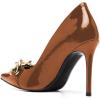 imageFSJ Women Fashion Pointed Toe Stilleto Heels Dress Pumps Metal Chain Slip On Wide Width High Heel Pumps Evening Party Shoes Size 415 USBrown