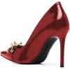 imageFSJ Women Fashion Pointed Toe Stilleto Heels Dress Pumps Metal Chain Slip On Wide Width High Heel Pumps Evening Party Shoes Size 415 USRed