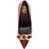 imageFSJ Women Fashion Pointed Toe Stilleto Heels Dress Pumps Metal Chain Slip On Wide Width High Heel Pumps Evening Party Shoes Size 415 USRed