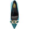 imageFSJ Women Fashion Pointed Toe Stilleto Heels Dress Pumps Metal Chain Slip On Wide Width High Heel Pumps Evening Party Shoes Size 415 USTurquoise