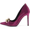imageFSJ Women Fashion Pointed Toe Stilleto Heels Dress Pumps Metal Chain Slip On Wide Width High Heel Pumps Evening Party Shoes Size 415 USViolet