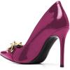 imageFSJ Women Fashion Pointed Toe Stilleto Heels Dress Pumps Metal Chain Slip On Wide Width High Heel Pumps Evening Party Shoes Size 415 USViolet