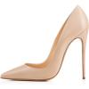 imageFSJ Women Formal Pointed Toe Pumps High Heel Sexy Stilettos Slip On Office Cute Evening Dress Shoes Size 415 USBeige Leather