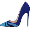imageFSJ Women Formal Pointed Toe Pumps High Heel Sexy Stilettos Slip On Office Cute Evening Dress Shoes Size 415 USBlue Suede
