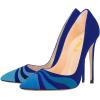 imageFSJ Women Formal Pointed Toe Pumps High Heel Sexy Stilettos Slip On Office Cute Evening Dress Shoes Size 415 USBlue Suede