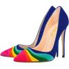 imageFSJ Women Formal Pointed Toe Pumps High Heel Sexy Stilettos Slip On Office Cute Evening Dress Shoes Size 415 USBlue2 Suede