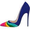 imageFSJ Women Formal Pointed Toe Pumps High Heel Sexy Stilettos Slip On Office Cute Evening Dress Shoes Size 415 USBlue2 Suede