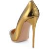 imageFSJ Women Formal Pointed Toe Pumps High Heel Sexy Stilettos Slip On Office Cute Evening Dress Shoes Size 415 USGold Leather