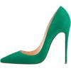 imageFSJ Women Formal Pointed Toe Pumps High Heel Sexy Stilettos Slip On Office Cute Evening Dress Shoes Size 415 USGreensuede