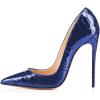 imageFSJ Women Formal Pointed Toe Pumps High Heel Sexy Stilettos Slip On Office Cute Evening Dress Shoes Size 415 USNavy Snake