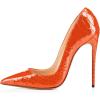 imageFSJ Women Formal Pointed Toe Pumps High Heel Sexy Stilettos Slip On Office Cute Evening Dress Shoes Size 415 USOrange Snake