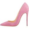 imageFSJ Women Formal Pointed Toe Pumps High Heel Sexy Stilettos Slip On Office Cute Evening Dress Shoes Size 415 USPinksuede