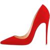 imageFSJ Women Formal Pointed Toe Pumps High Heel Sexy Stilettos Slip On Office Cute Evening Dress Shoes Size 415 USRedsuede