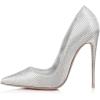 imageFSJ Women Formal Pointed Toe Pumps High Heel Sexy Stilettos Slip On Office Cute Evening Dress Shoes Size 415 USSilver 1