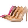 imageFSJ Women Formal Pointed Toe Pumps High Heel Sexy Stilettos Slip On Office Cute Evening Dress Shoes Size 415 USTan Leather