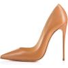 imageFSJ Women Formal Pointed Toe Pumps High Heel Sexy Stilettos Slip On Office Cute Evening Dress Shoes Size 415 USTan Leather