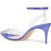 imageFSJ Women Pencil High Heel Spikes Studded Sandal Slip On DOrsay Evening Pump Ankle Strap Clear Ballroom Dance Shoe Size 415 USBlue