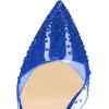 imageFSJ Women Pencil High Heel Spikes Studded Sandal Slip On DOrsay Evening Pump Ankle Strap Clear Ballroom Dance Shoe Size 415 USBlue12cm