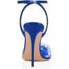 imageFSJ Women Pencil High Heel Spikes Studded Sandal Slip On DOrsay Evening Pump Ankle Strap Clear Ballroom Dance Shoe Size 415 USBlue12cm