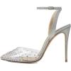 imageFSJ Women Pencil High Heel Spikes Studded Sandal Slip On DOrsay Evening Pump Ankle Strap Clear Ballroom Dance Shoe Size 415 USGlitter12cm