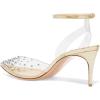 imageFSJ Women Pencil High Heel Spikes Studded Sandal Slip On DOrsay Evening Pump Ankle Strap Clear Ballroom Dance Shoe Size 415 USGold