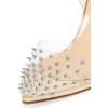 imageFSJ Women Pencil High Heel Spikes Studded Sandal Slip On DOrsay Evening Pump Ankle Strap Clear Ballroom Dance Shoe Size 415 USGold