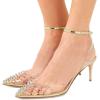 imageFSJ Women Pencil High Heel Spikes Studded Sandal Slip On DOrsay Evening Pump Ankle Strap Clear Ballroom Dance Shoe Size 415 USGold