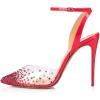 imageFSJ Women Pencil High Heel Spikes Studded Sandal Slip On DOrsay Evening Pump Ankle Strap Clear Ballroom Dance Shoe Size 415 USHot Pink