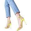 imageFSJ Women Pencil High Heel Spikes Studded Sandal Slip On DOrsay Evening Pump Ankle Strap Clear Ballroom Dance Shoe Size 415 USLime12cm