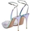 imageFSJ Women Pencil High Heel Spikes Studded Sandal Slip On DOrsay Evening Pump Ankle Strap Clear Ballroom Dance Shoe Size 415 USMulticolor
