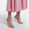 imageFSJ Women Pencil High Heel Spikes Studded Sandal Slip On DOrsay Evening Pump Ankle Strap Clear Ballroom Dance Shoe Size 415 USMulticolor
