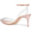 imageFSJ Women Pencil High Heel Spikes Studded Sandal Slip On DOrsay Evening Pump Ankle Strap Clear Ballroom Dance Shoe Size 415 USSalmon