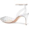 imageFSJ Women Pencil High Heel Spikes Studded Sandal Slip On DOrsay Evening Pump Ankle Strap Clear Ballroom Dance Shoe Size 415 USSilver
