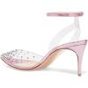 imageFSJ Women Pencil High Heel Spikes Studded Sandal Slip On DOrsay Evening Pump Ankle Strap Clear Ballroom Dance Shoe Size 415 USViolet