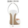 imageFSJ Women Pencil High Heel Spikes Studded Sandal Slip On DOrsay Evening Pump Ankle Strap Clear Ballroom Dance Shoe Size 415 USWhite 1