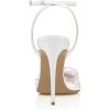 imageFSJ Women Pencil High Heel Spikes Studded Sandal Slip On DOrsay Evening Pump Ankle Strap Clear Ballroom Dance Shoe Size 415 USWhite 2