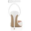 imageFSJ Women Pencil High Heel Spikes Studded Sandal Slip On DOrsay Evening Pump Ankle Strap Clear Ballroom Dance Shoe Size 415 USWhite