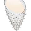 imageFSJ Women Pencil High Heel Spikes Studded Sandal Slip On DOrsay Evening Pump Ankle Strap Clear Ballroom Dance Shoe Size 415 USWhiterivets