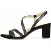imageFSJ Women Rhinestone Embellished Strappy Heeled Sandal Open Toe Low Block Heels Comfortable Bridal Dress Wedding Shoes Size 415 USBlack