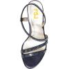 imageFSJ Women Rhinestone Embellished Strappy Heeled Sandal Open Toe Low Block Heels Comfortable Bridal Dress Wedding Shoes Size 415 USNavy Blue