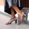 imageFSJ Women Rhinestone Embellished Strappy Heeled Sandal Open Toe Low Block Heels Comfortable Bridal Dress Wedding Shoes Size 415 USNavy Blue