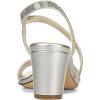 imageFSJ Women Rhinestone Embellished Strappy Heeled Sandal Open Toe Low Block Heels Comfortable Bridal Dress Wedding Shoes Size 415 USSilver