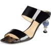 imageFSJ Women Rhinestones Studded High Heels Mules Slip On Double Strap Open Toe Sandal Evening Shoe Size 415 USBlack