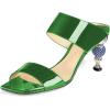 imageFSJ Women Rhinestones Studded High Heels Mules Slip On Double Strap Open Toe Sandal Evening Shoe Size 415 USGreen