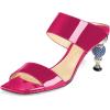 imageFSJ Women Rhinestones Studded High Heels Mules Slip On Double Strap Open Toe Sandal Evening Shoe Size 415 USHot Pink