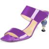 imageFSJ Women Rhinestones Studded High Heels Mules Slip On Double Strap Open Toe Sandal Evening Shoe Size 415 USPurple