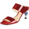 imageFSJ Women Rhinestones Studded High Heels Mules Slip On Double Strap Open Toe Sandal Evening Shoe Size 415 USRed